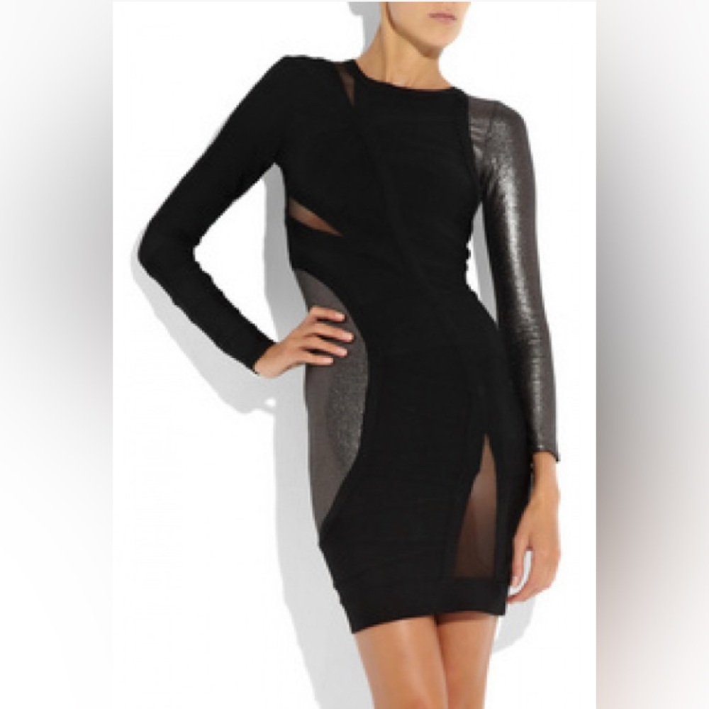 HERVE LEGER LIMITED EDITION BLACK MESH DRESS